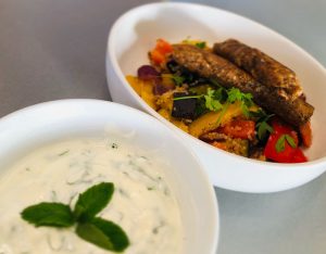 Low Protein “Lamb” Kebabs & Roast Vegetable Cous Cous Recipe